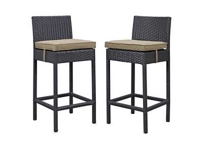 Espresso Mocha Lift Bar Stool Outdoor Patio [Set of 2]