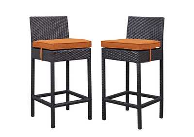 Espresso Orange Lift Bar Stool Outdoor Patio [Set of 2]