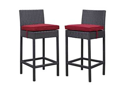 Image for Espresso Red Lift Bar Stool Outdoor Patio [Set of 2]