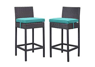 Espresso Turquoise Lift Bar Stool Outdoor Patio [Set of 2]