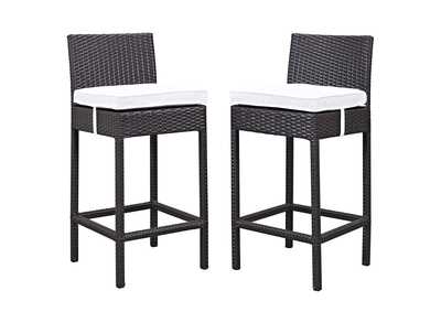 Image for Espresso White Lift Bar Stool Outdoor Patio [Set of 2]