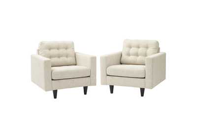 Image for Beige Empress Arm Chair Upholstered Fabric [Set of 2]