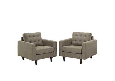 Image for Oatmeal Empress Arm Chair Upholstered Fabric [Set of 2]