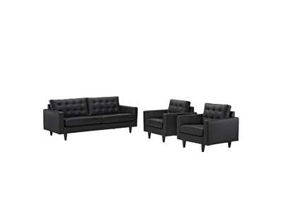 Image for Black Empress Sofa and Armchairs [Set of 3]