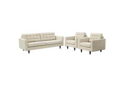 Image for Beige Empress Sofa and Armchairs [Set of 3]