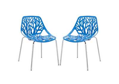 Blue Stencil Dining Side Chair Plastic [Set of 2]