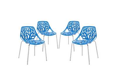 Blue Stencil Dining Side Chair [Set of 4]