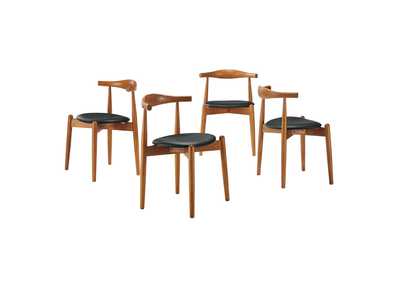 Dark Walnut Black Stalwart Dining Side Chairs [Set of 4]