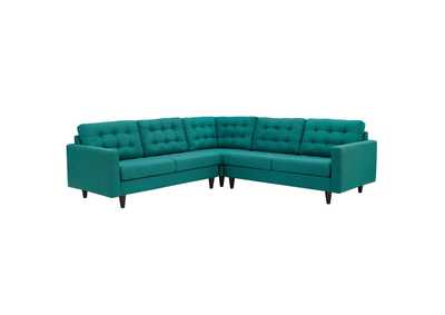 Image for Teal Empress 3 Piece Upholstered Fabric Sectional Sofa Set