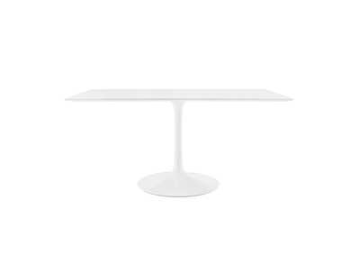 White Lippa 60" Rectangle Wood Dining Table