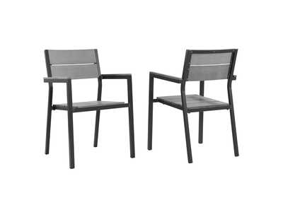 Image for Brown Gray Maine Arm Dining Chair Outdoor Patio [Set of 2]