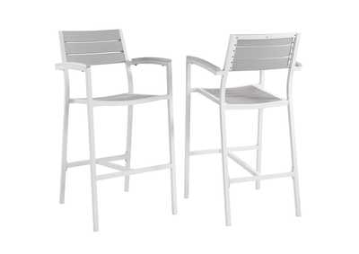 Image for White Light Gray Maine Bar Stool Outdoor Patio [Set of 2]