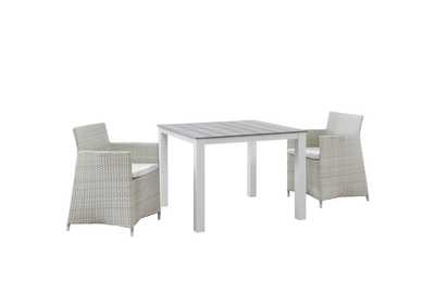 Image for Gray White Junction 3 Piece Outdoor Patio Wicker Dining Set