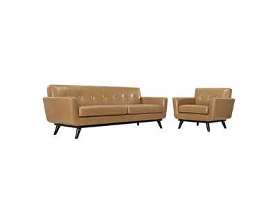 Engage Tan 2 Piece Leather Living Room Set