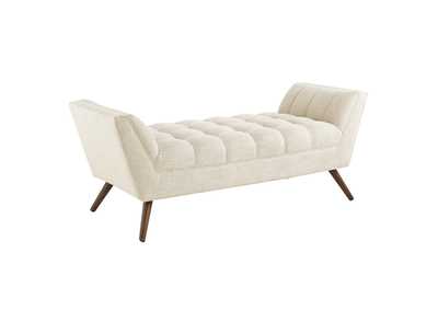 Beige Response Medium Upholstered Fabric Bench
