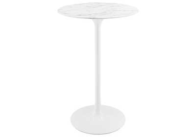 White Lippa 28" Round Artificial Marble Bar Table