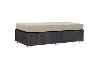 Image for Espresso Beige Convene Outdoor Patio Fabric Rectangle Ottoman