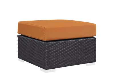 Image for Espresso Orange Convene Outdoor Patio Fabric Square Ottoman