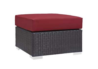 Image for Espresso Red Convene Outdoor Patio Fabric Square Ottoman