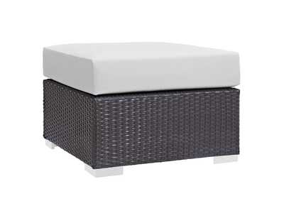 Image for Espresso White Convene Outdoor Patio Fabric Square Ottoman