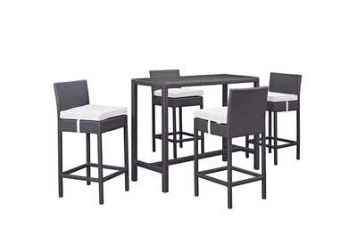 Espresso White Convene 5 Piece Outdoor Patio Pub Set