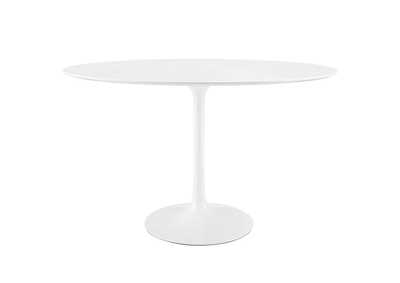 White Lippa 48" Oval Wood Top Dining Table