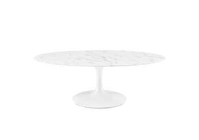 Image for White Lippa 48" Oval-Shaped Artificial Marble Coffee Table