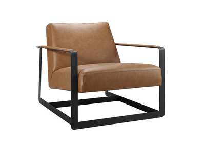 Image for Tan Seg Vegan Leather Accent Chair