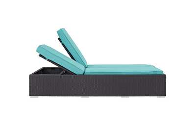 Image for Espresso Turquoise Convene Double Outdoor Patio Chaise