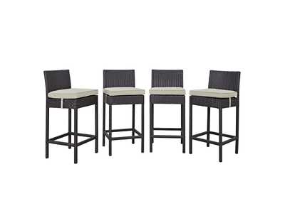 Espresso Beige Convene 4 Piece Outdoor Patio Pub Set