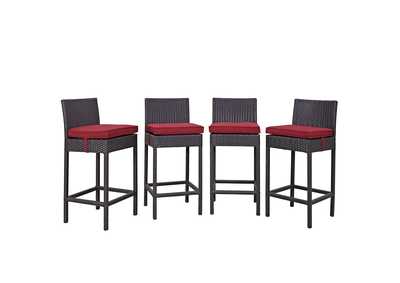 Espresso red Convene 4 Piece Outdoor Patio Pub Set