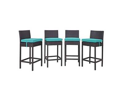 Espresso Turquoise Convene 4 Piece Outdoor Patio Pub Set