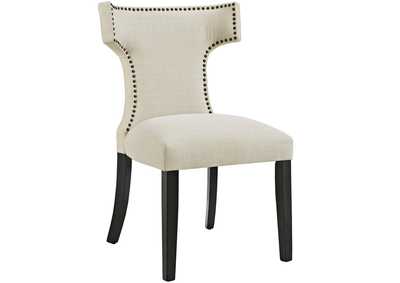 Beige Curve Fabric Dining Chair