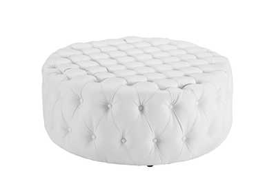 Image for White Amour Upholstered Vinyl Ottoman