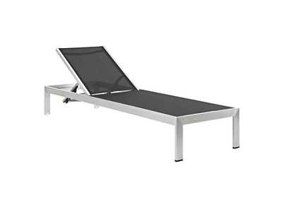 Image for Silver Black Shore Outdoor Patio Aluminum Mesh Chaise