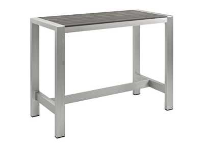 Silver Gray Shore Outdoor Patio Aluminum Rectangle Bar Table