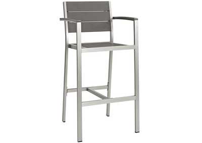 Image for Silver Gray Shore Outdoor Patio Aluminum Bar Stool