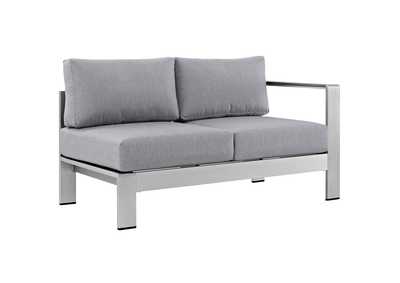 Image for Silver Gray Shore Right-Arm Corner Sectional Outdoor Patio Aluminum Loveseat