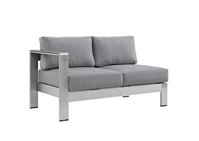 Image for Silver Gray Shore Left-Arm Corner Sectional Outdoor Patio Aluminum Loveseat