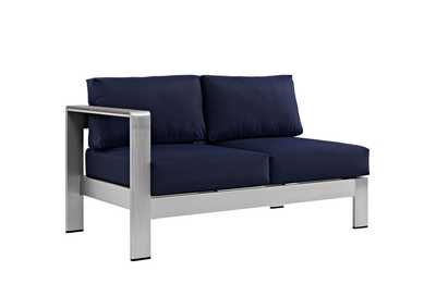 Image for Silver Navy Shore Left-Arm Corner Sectional Outdoor Patio Aluminum Loveseat