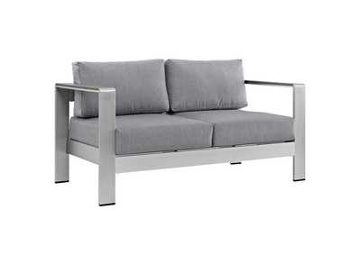 Image for Silver Gray Shore Outdoor Patio Aluminum Loveseat