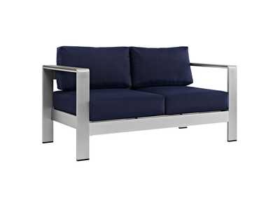 Image for Silver Navy Shore Outdoor Patio Aluminum Loveseat