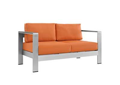 Image for Silver Orange Shore Outdoor Patio Aluminum Loveseat