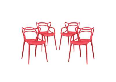 Red Entangled Dining Set [Set of 4]