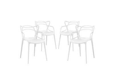 White Entangled Dining Set [Set of 4]