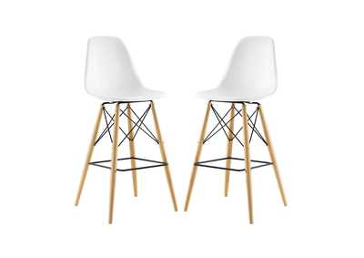 Pyramid White Dining Side Bar Stool [Set of 2]