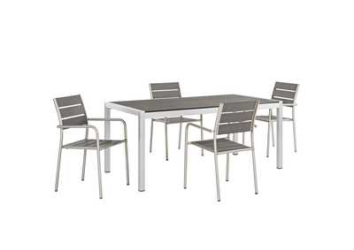 Silver Gray Shore 5 Piece Outdoor Patio Aluminum Dining Set