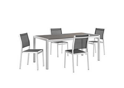 Silver Black Shore 5 Piece Outdoor Patio Aluminum Dining Set