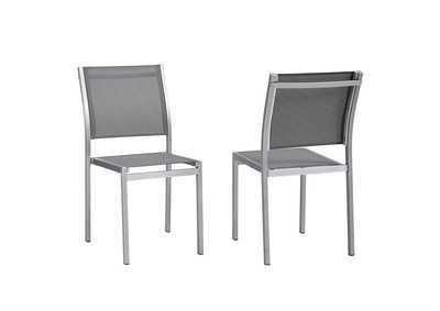 Silver Gray Shore Side Chair Outdoor Patio Aluminum [Set of 2]