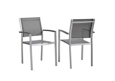 Image for Silver Gray Shore Dining Chair Outdoor Patio Aluminum [Set of 2]